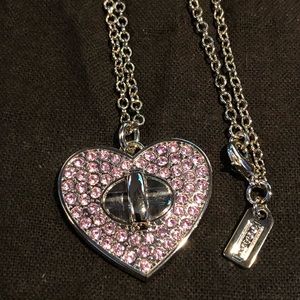 Coach Pink Heart Crystal Necklace NWT